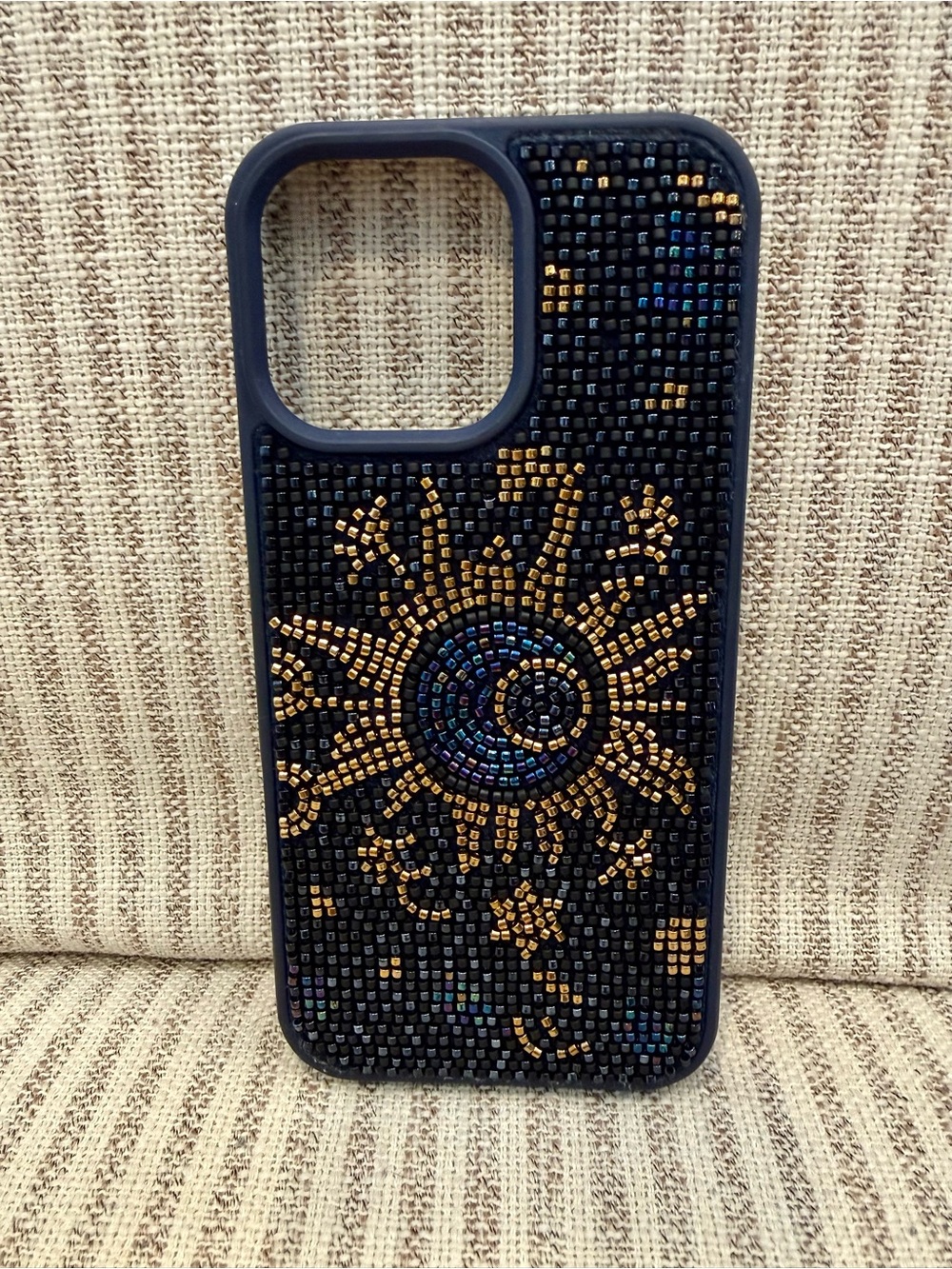 Beaded navy moon phone case 16 Pro Max in like new condition #beaded #celestial